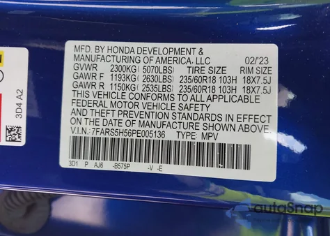 2023 Honda Cr-V Hybrid Sport from USA, damaged, VIN 7FARS5H56PE005136
